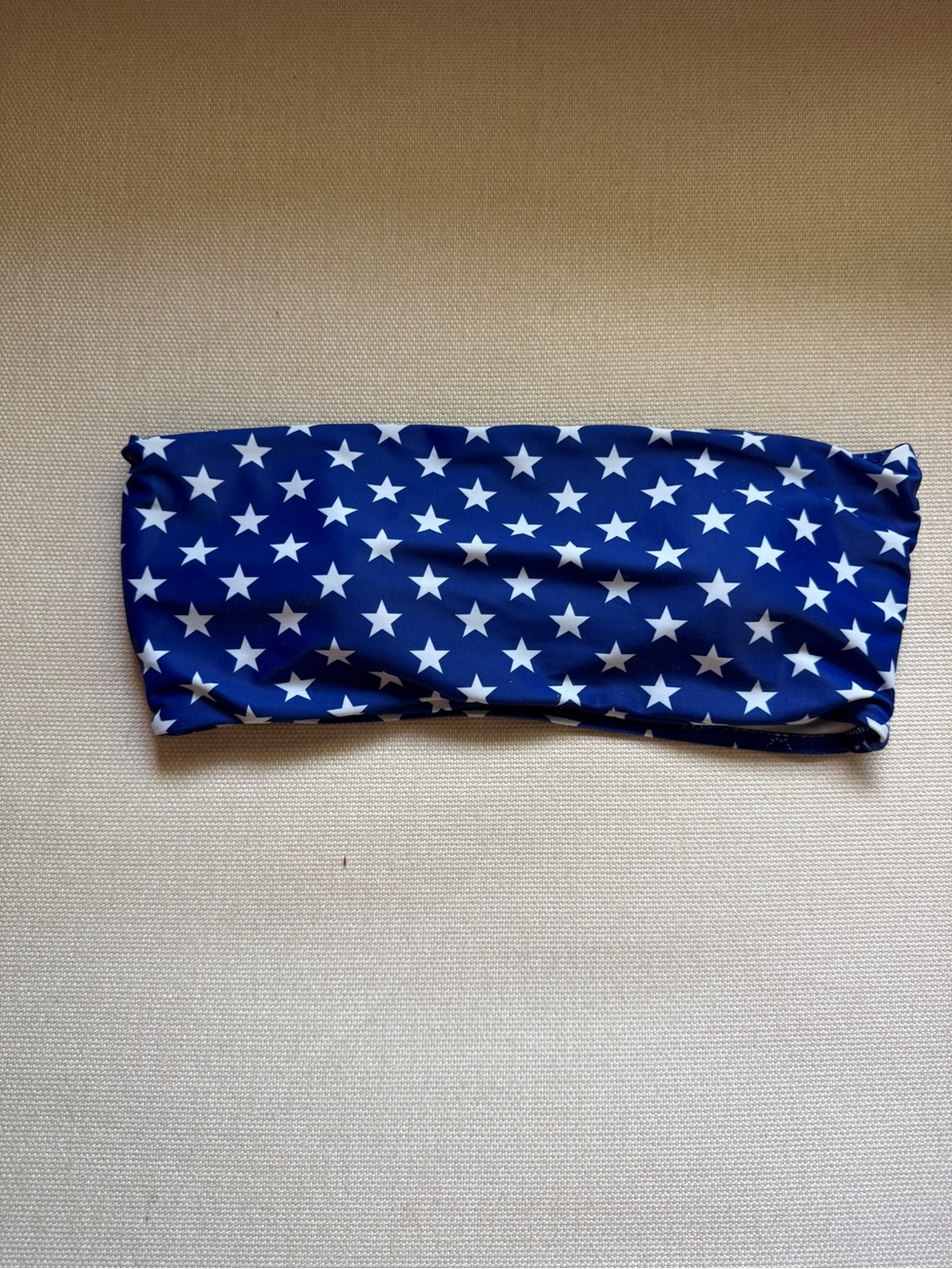 Zaful Blue and White Star Bandeau Swim Top